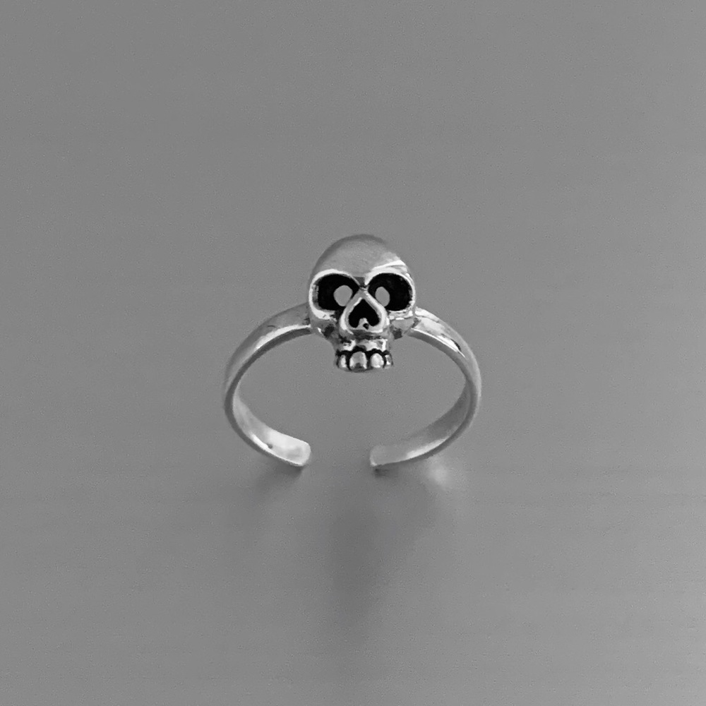 Sterling Silver Skull Toe Ring, Religious Rings, … - image 2